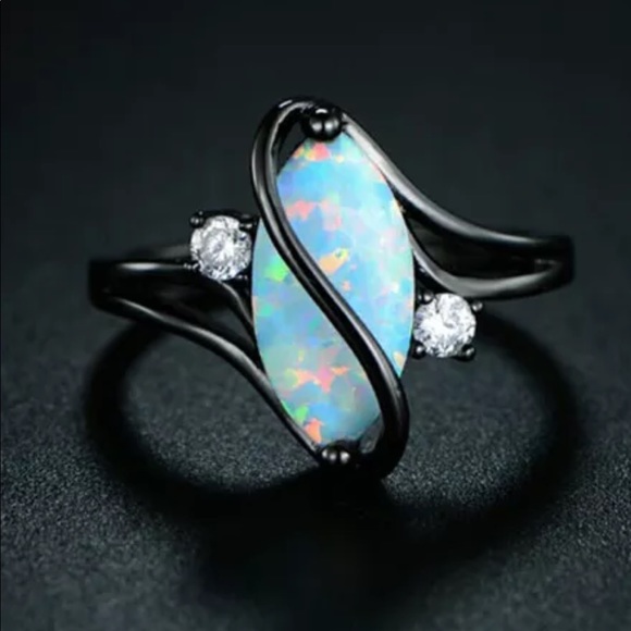Jewelry - 3.6K Fire Opal Black Gold Filled Ring NEW